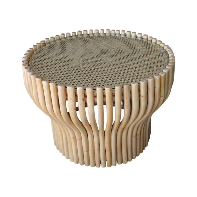 Amazon Side Table Rattan/Birdeye Rattan with Glass 654mm Round x 480mm High-zoom-