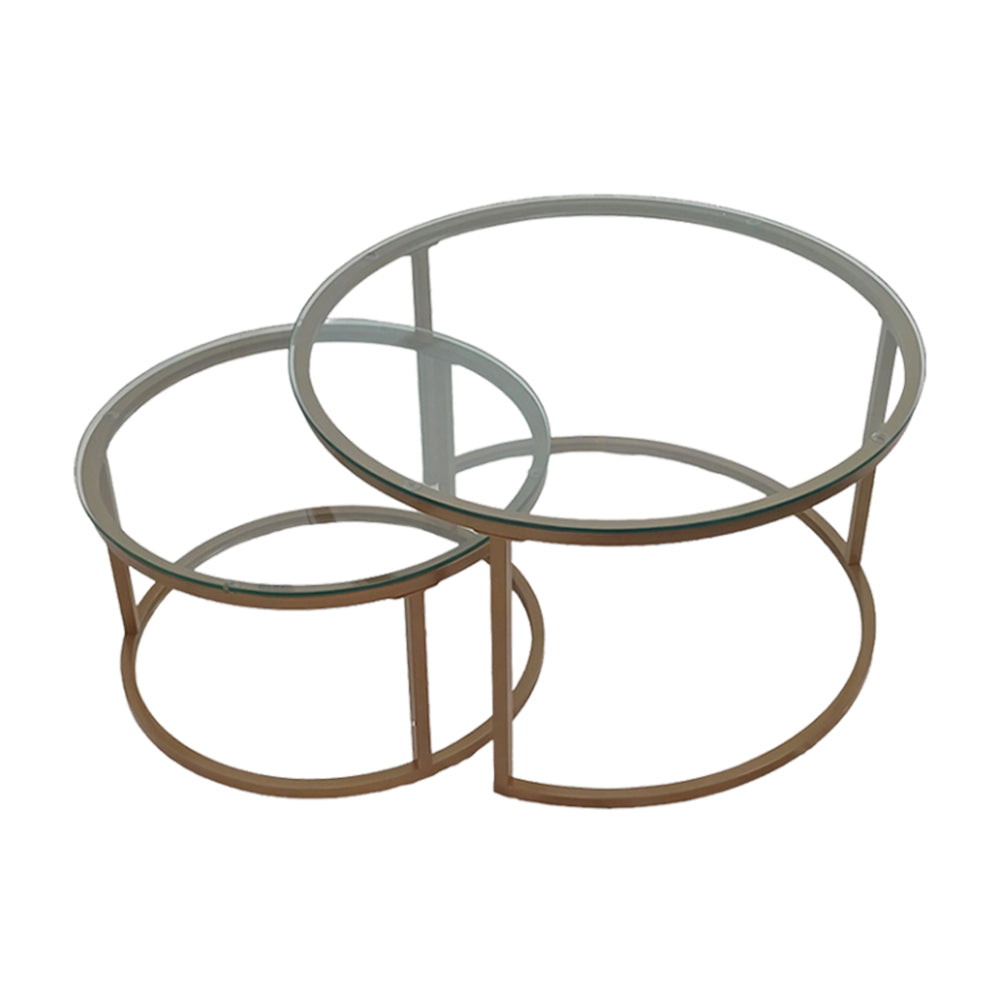 Cairo 2pce Nesting Coffee Table Set Metal & Tempered Glass-zoom-1