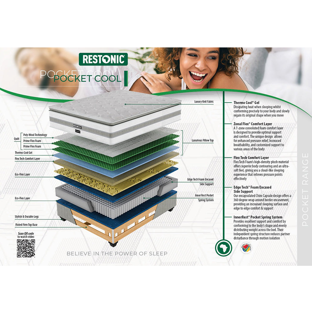 Restonic Pocket Cool Medium King Bed Set Standard Length-6