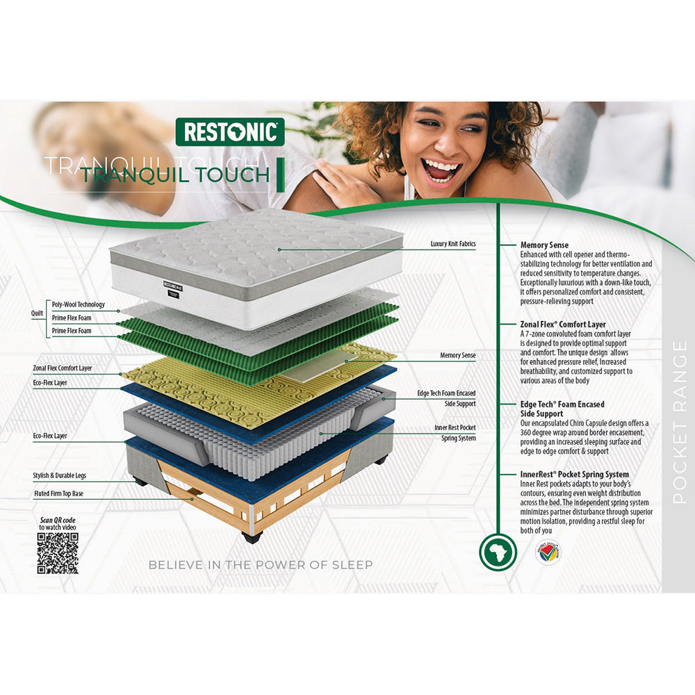 Restonic Tranquil Touch Medium Single Bed Set Extra Length-zoom-6