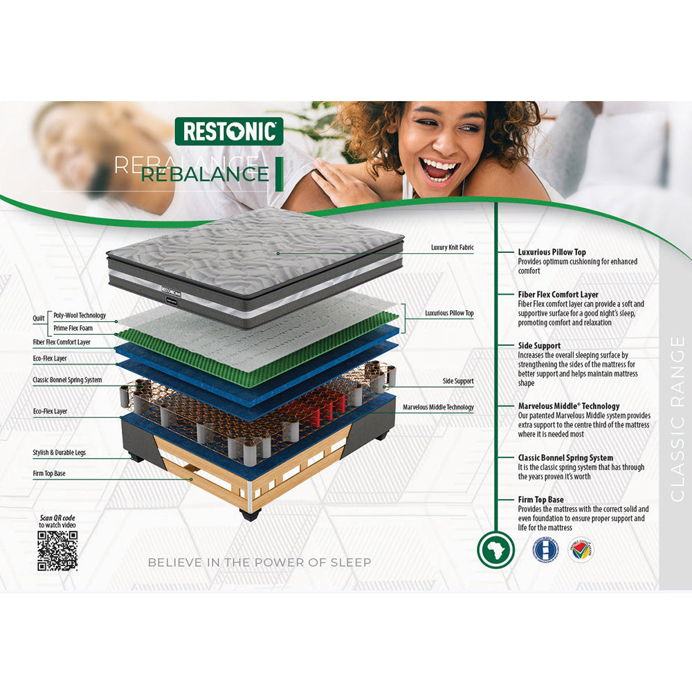 Restonic Rebalance Medium Single Bed Set Extra Length-zoom-7