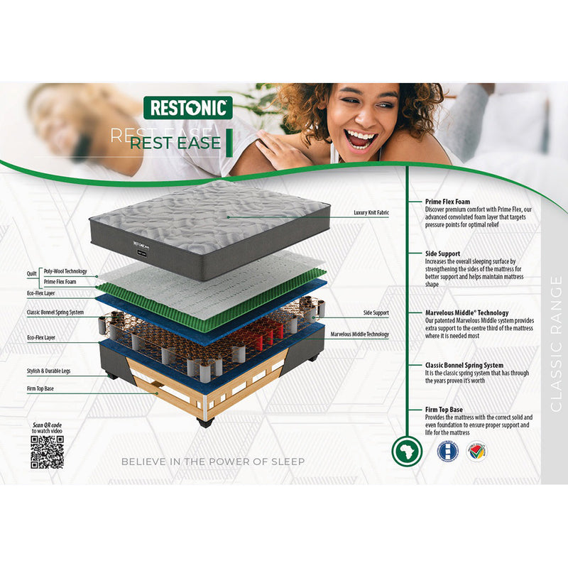 Restonic Rest Ease Medium Single Mattress Extra Length-zoom-