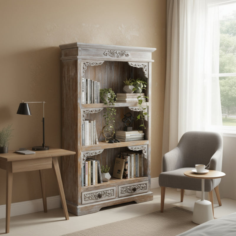 Barton Bookcase White Wash Mahogany H1500-zoom-