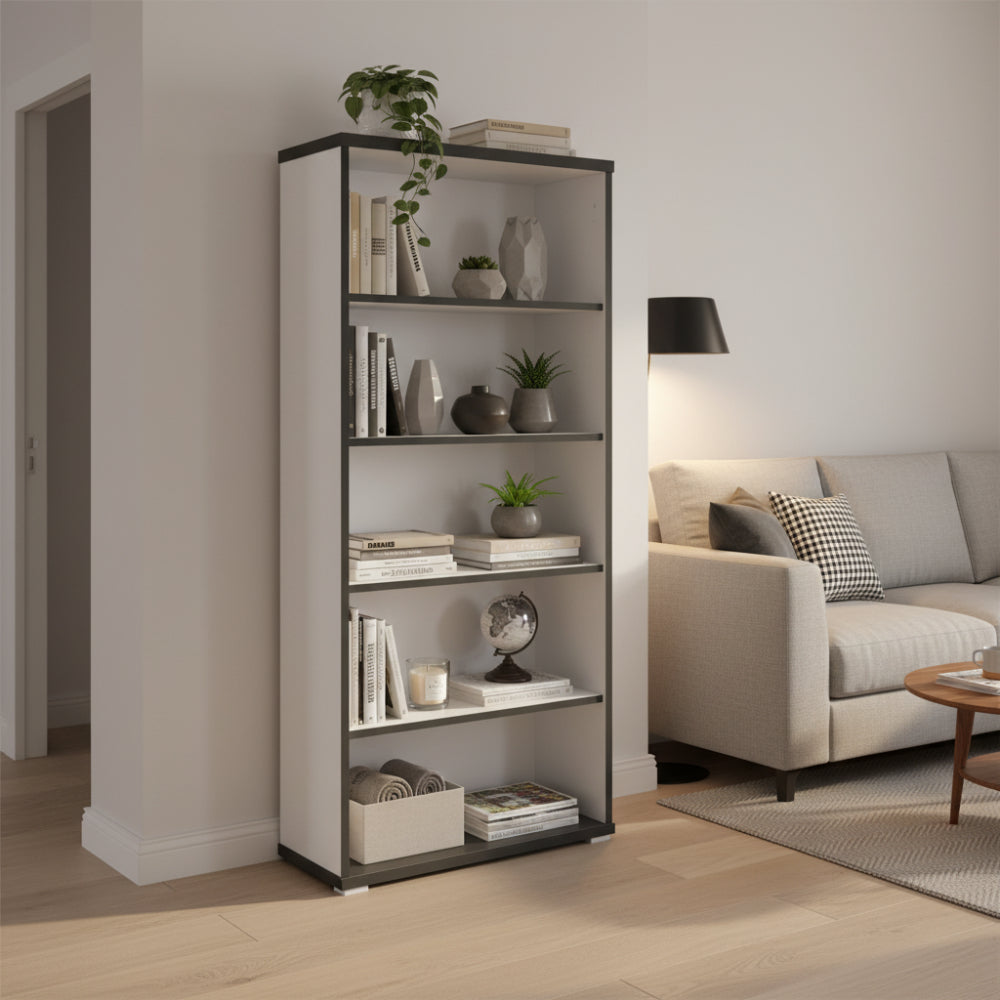 Oxford Bookcase - 2m Grey/White-zoom-2