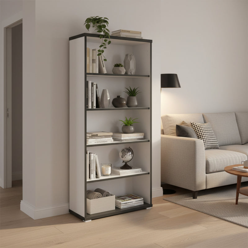 Oxford Bookcase - 2m Grey/White-zoom-