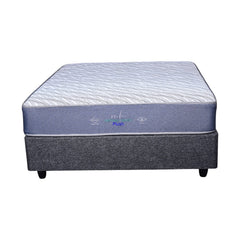 Blue and gray mattress on a white background